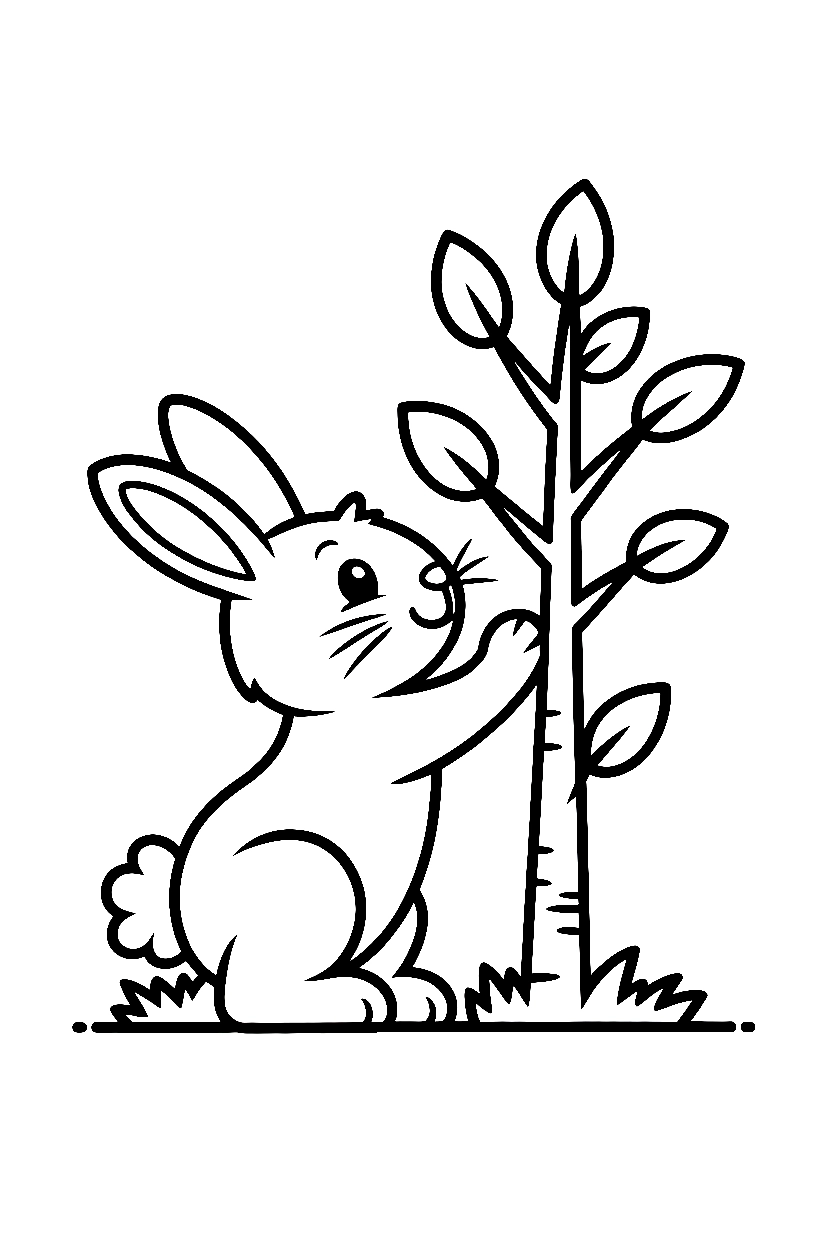 reaching upward easter bunny branch printable sheet