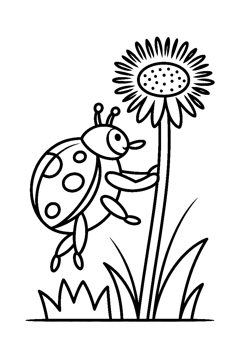 reaching upward ladybug dandelion printable sheet