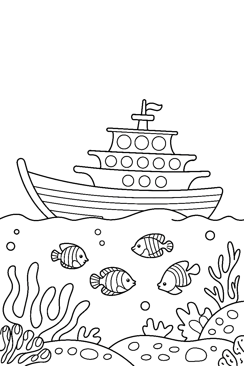 resting against reef ship drawing