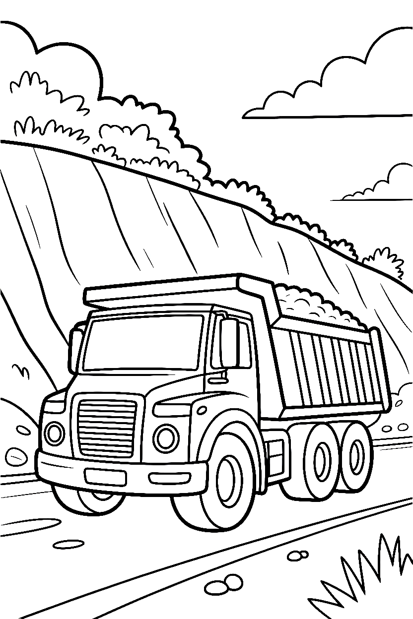 resting dump truck embankment drawing