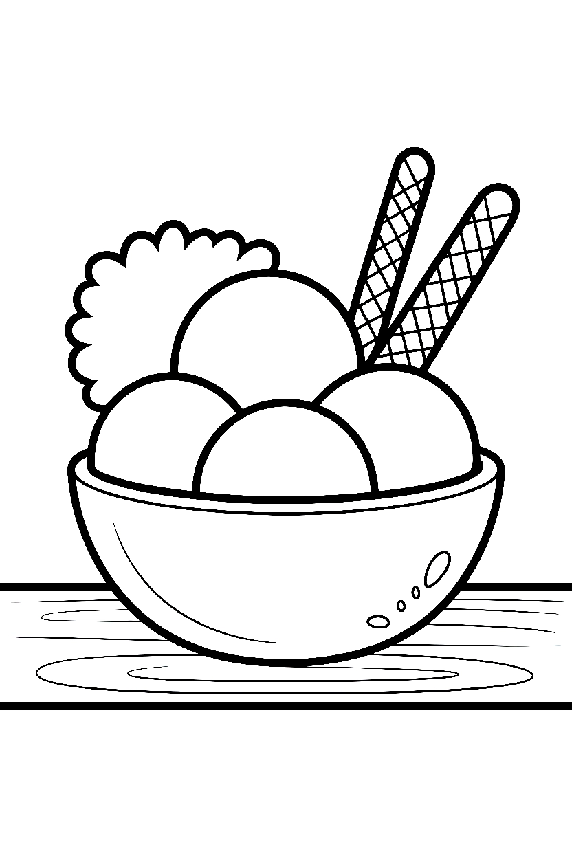 resting ice cream ceramic bowl drawing