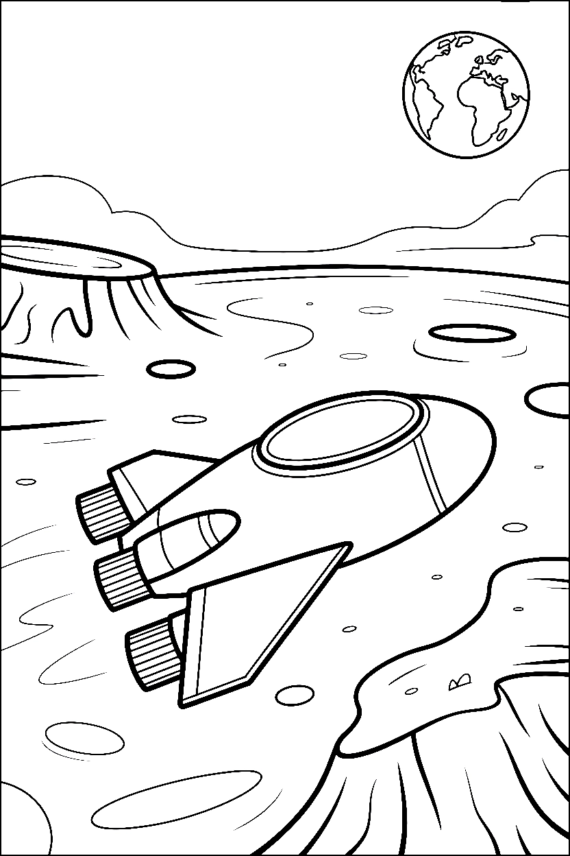 resting on crater spaceship drawing