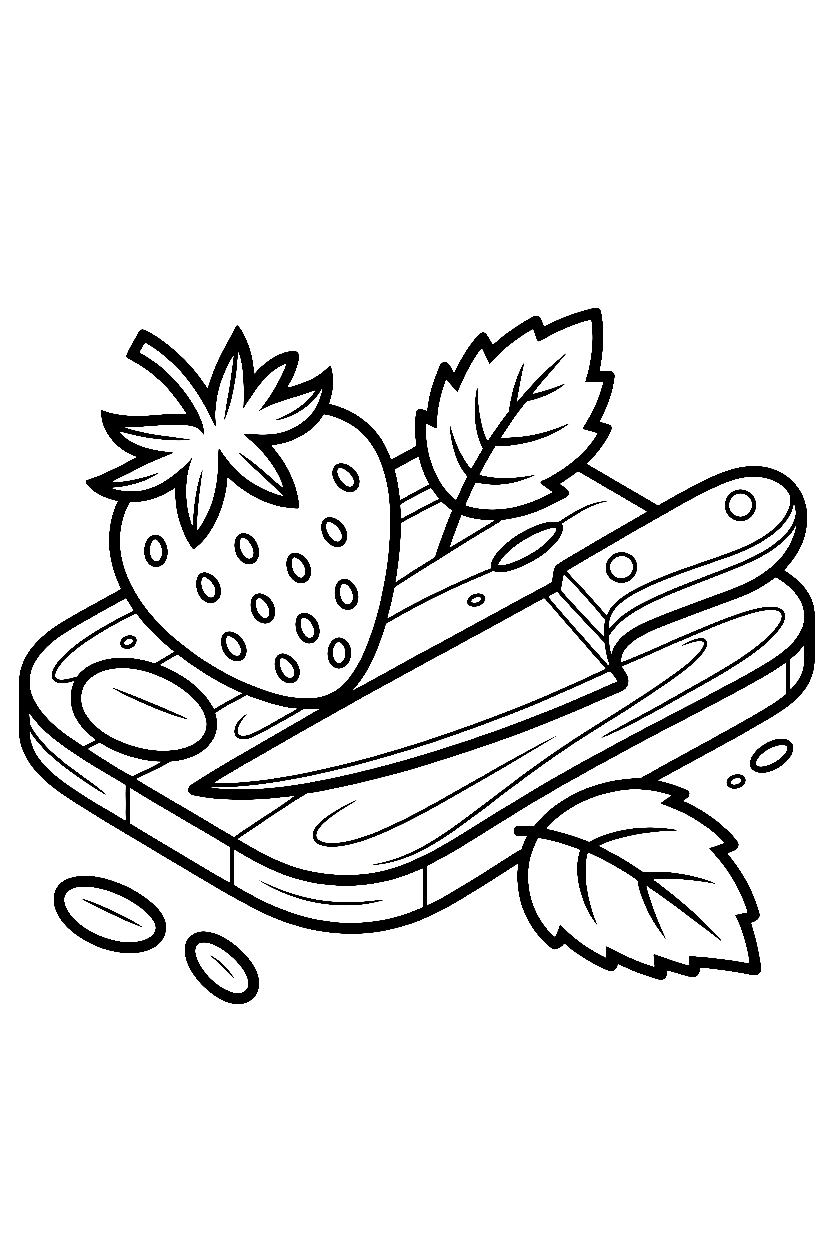 resting strawberry cutting board drawing