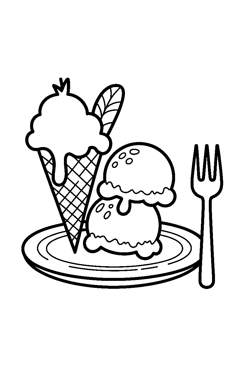 stacked ice cream plate printable sheet