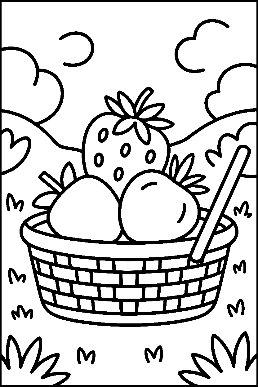 stacked strawberry picnic basket printable sheet