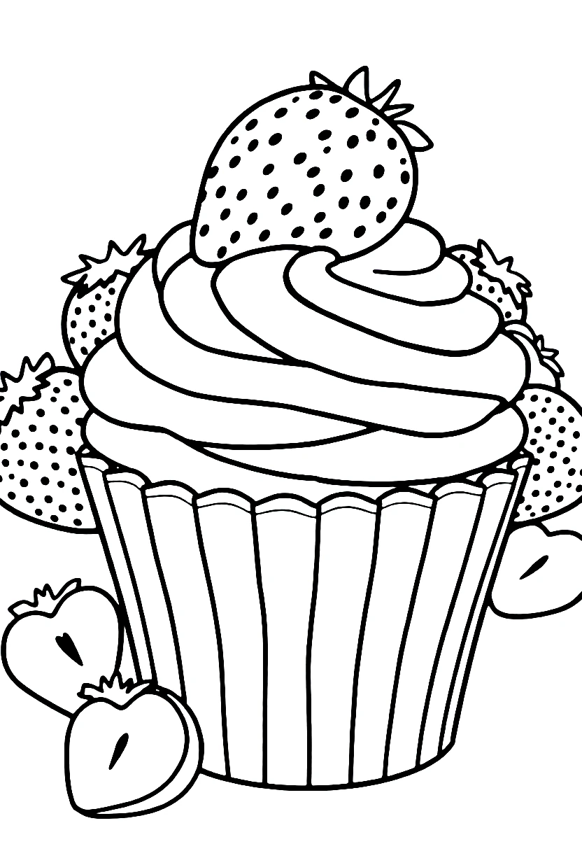 strawberry cupcake cream frosting printable sheet