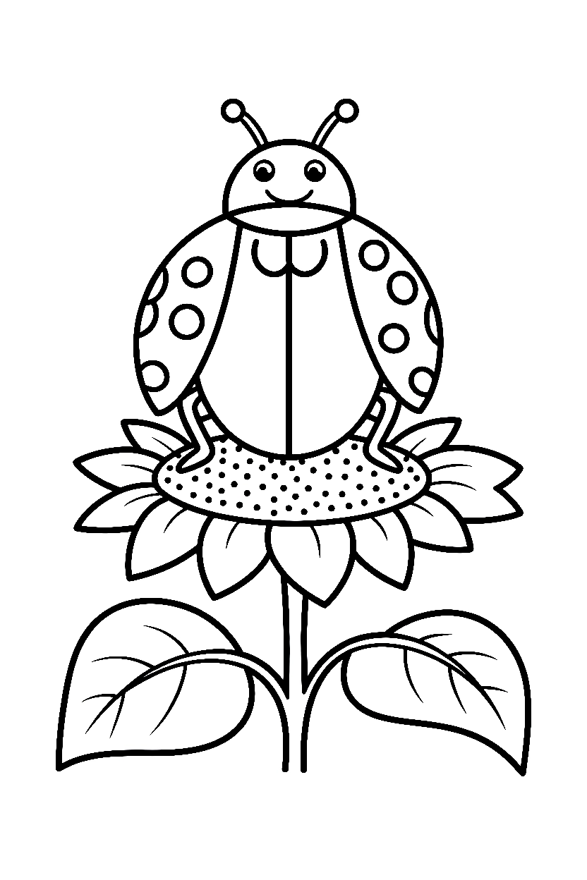 sunflower center ladybug printable sheet