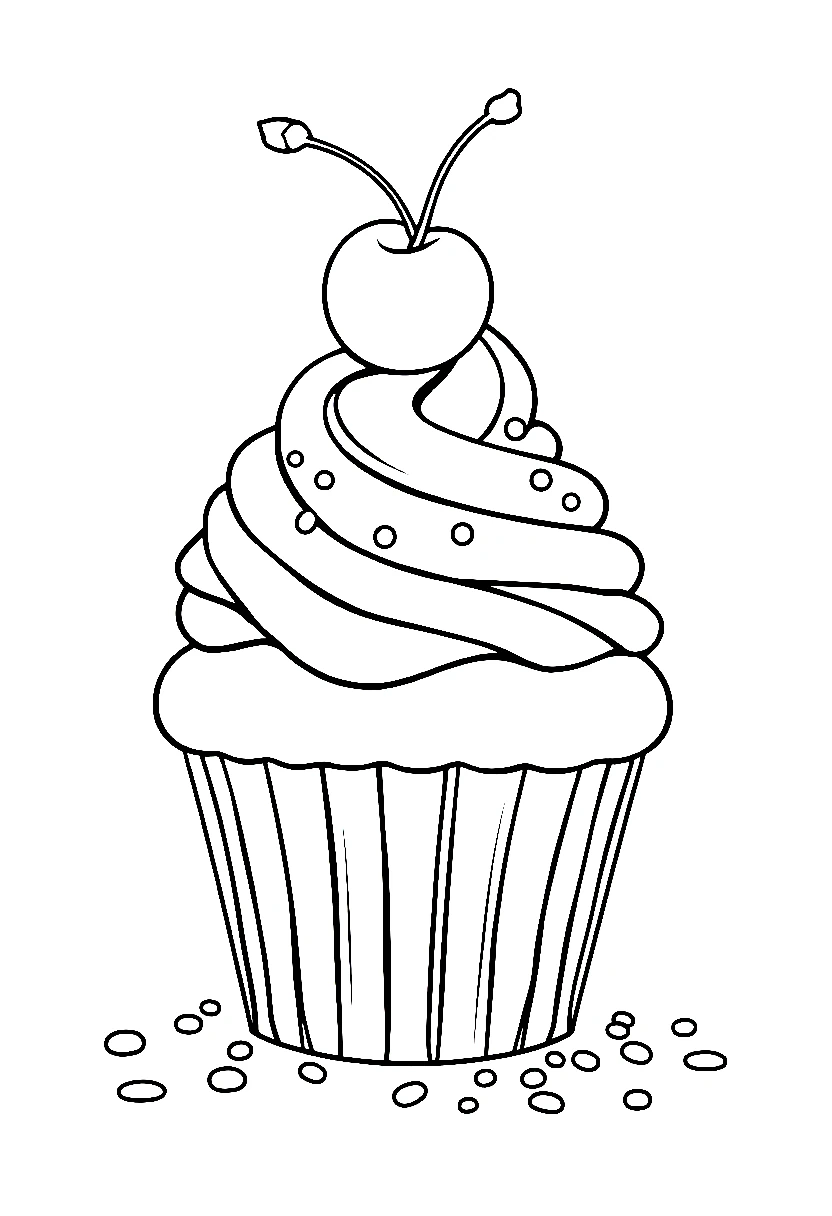 swirled cupcake cherry sprinkles coloring pages