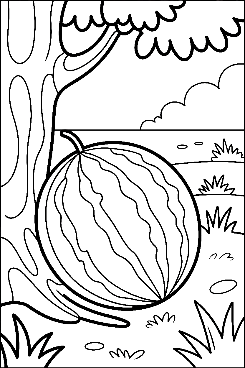 tree shade watermelon coloring pages