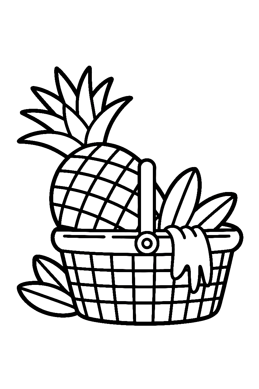 tropical fruit basket scene printable sheet