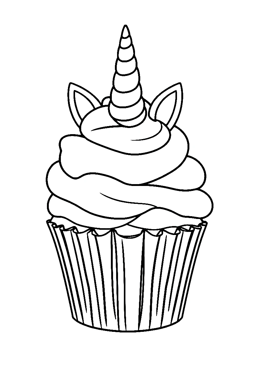 unicorn cupcake candy horn coloring pages