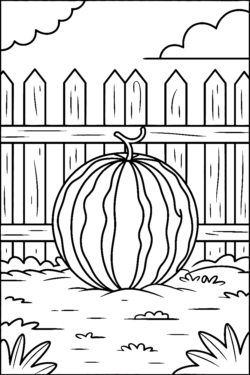 watermelon garden fence coloring pages