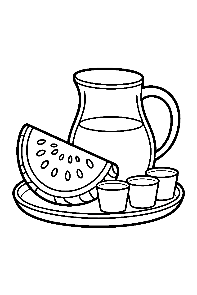 watermelon pitcher tray drawing